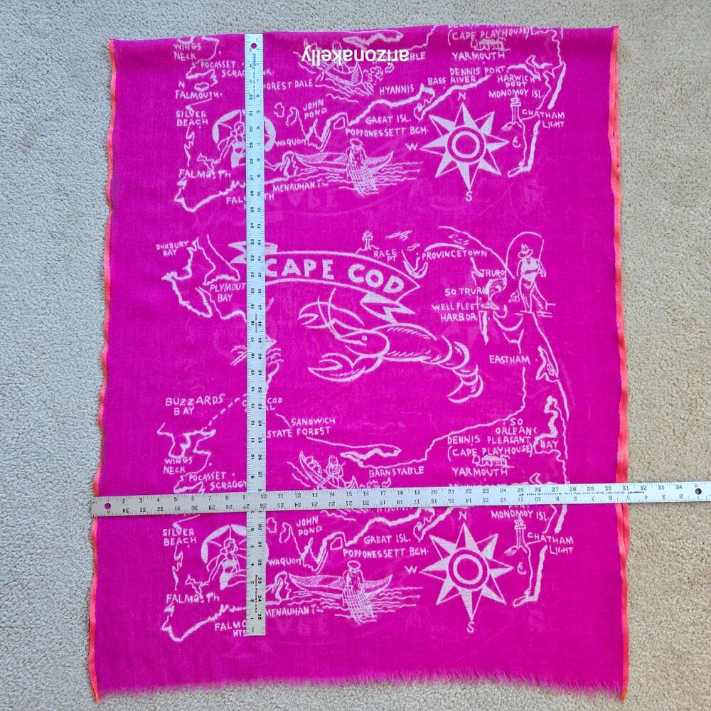RARE J. Crew *PINK* Wool & Scarf Cape Cod Map Massachusetts Provincetown - Picture 12 of 13